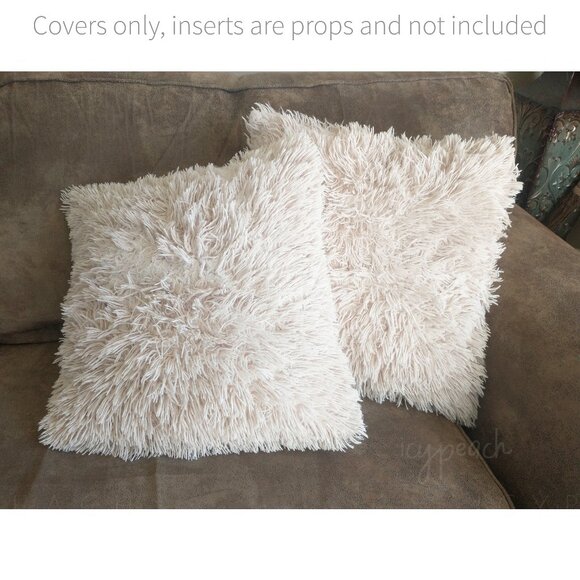 NordECO Home Luxury Throw Pillow Covers 2 Pack18”x18” Beige Faux Fur Fleece - Picture 11 of 12